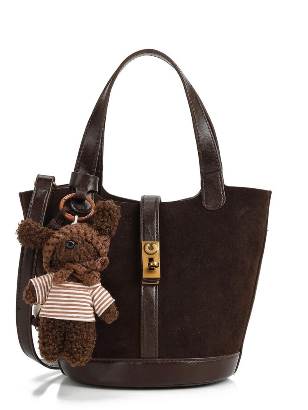 Mini Bucket Tote Bag for Women, Small Pebbled Leather Crossbody Handbag with